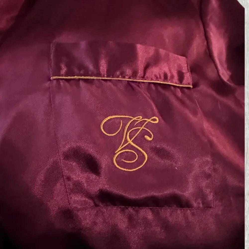 Vintage Victoria’s Secret Gold Label Satin Sleep Shirt Burgundy Y2K Pajamas S